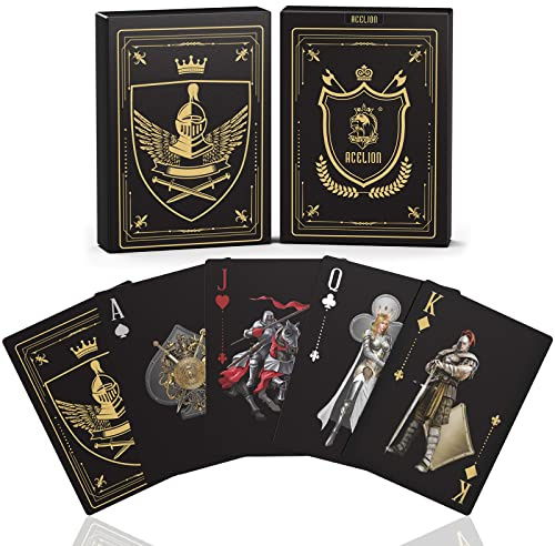 ACELION Waterproof Plastic Playing Cards, Deck of Cards, Gift Poker Cards… (Knight)