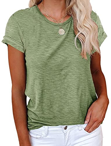 Cicy Bell Women's T-Shirts Crewneck Summer Tees Shirt | Casual, Solid, Loose, Short Sleeve, Basic Cotton Tops