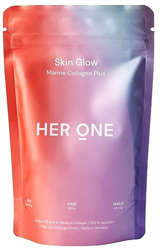 HER ONE Skin Glow – Marine Collagen Plus, Anti Aging Collagen Drink + Marines Kollagenhydrolysat + Vitamin C + essentieller Beauty-Komplex