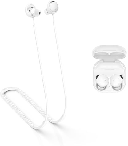 MOWYEOK Anti Verlust Strap für Kopfhörer, kompatibel mit Samsung Galaxy Buds 2 Pro Ohrhörer,Weiches Silikon Anti Lost Lanyard,geeignet für Outdoor Sportarten, Laufen,Fitness - Weiß