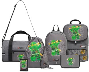 LEGO® NINJAGO® Schulranzen Jungen 1. Klasse Set Green –6-teilig LEGO NINJAGO Set mit Schulrucksack Jungen, Turnbeutel, Federmäppchen Junge, Geldbörse & Sporttasche