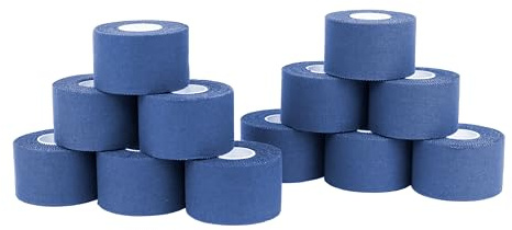 Cinta adhesiva deportiva Tape 3,8cm x 10m. Pack de 12 unidades. Tape ideal para deporte, rehabilitacion y fitness. Marca Vendari (Azul)