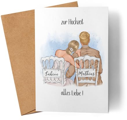 Kiddle-Design Personalisierte Karte zur Hochzeit | Geldgeschenk zur Hochzeit mit Namen | Brautpaar Geschenkidee Paar Hochzeitstag Hochzeitskarte Heirat Paar