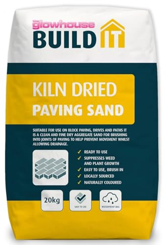 The Glowhouse Kiln Dried Sand Brushing in Joint Gap Filling Paving Block Slabs Patio and Drives Fine Dry Aggregate Silica Sand Bag 20kg - Made in the UK