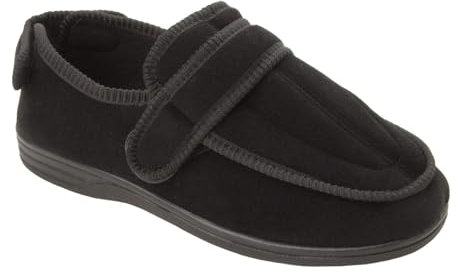 Jo & Joe Mens Black Extra Large Wide Fit Diabetic Orthopaedic Slippers with Wide Opening Large UK Sizes 13, 14, 15, 16 (Black, UK Footwear Size System, Adult, Men, Numeric, Wide, 14)