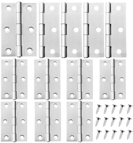 SYMI SMMR 12 PCS 2.5 inches Modern Stainless Steel Hinges, Silver, Brushed, Polished, Surface Mount, 12 Count