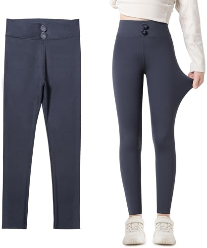 JinBei Leggings para Niñas, Fitness Elástico Cintura Alta Transpirable Largos Pantalones con Bolsillos, Niños Cómodos Gym Deportes Ballet Escuela Pants Ropa para Niña 4-16 Años