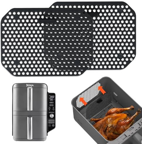 LUOJINYI 2 Pezzi Paraspruzzi per Friggitrice ad Aria, Accessori Paraspruzzi per Ninja Double Stack XL SL400EU e SL300EU, Riutilizzabili Silicone Accessori per Friggitrice ad Aria