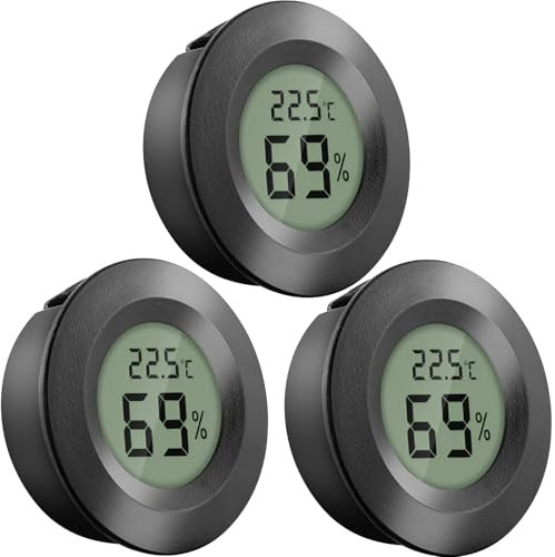 3 Pezzi Mini Digital Termometro Igrometro, Portatile Digitale LCD Temperatura Umidità Misura -50~+70℃ 20~90% RH Compatto e Preciso per Ufficio Casa Cucina Serra Cantina Camera Bambino