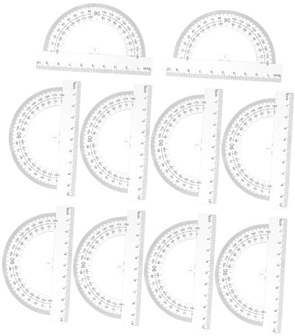Angoily 10pcs Plastic Half Circle Protractor Convenient Measuring Tool for School Degrees Angle Measurement Design for Students and Professionals