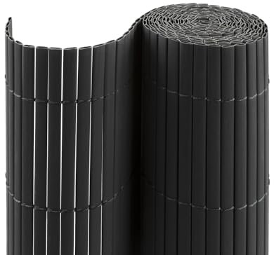 jarolift PVC Sichtschutzmatte Sichtschutzzaun, Balkon Sichtschutz Zaun für Garten Terrasse, Balkonverkleidung Privatsphäre Windschutz Wetterfest UV-beständig ohne Bohren, 140 x 400 cm, Anthrazit