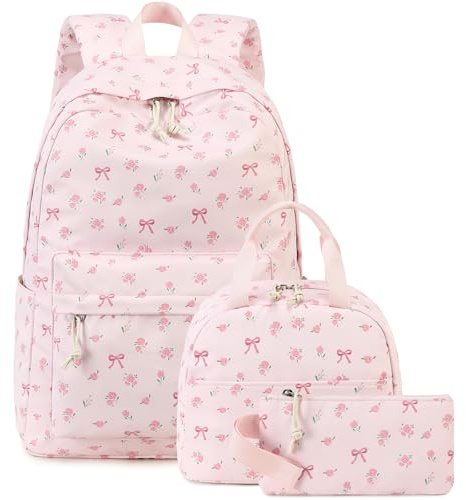 BLUBOON School Backpack Set Girls Womens Laptop Bookbag Casual Daypack Fits 15 inch Laptop with Lunch Tote Bag and Pencil Bag