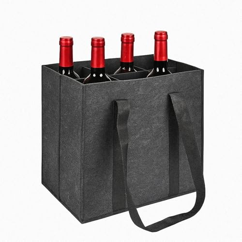 PANYI Vinväska av filt, vinbärväska, 1,5 l vattenflaskhållare, hållare, flaskväska med 6 fack för vattenflaskor, vinflaskor, öl, dryckesflaskor (mörkgrå)