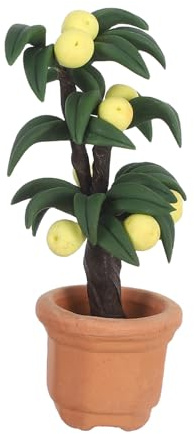 VICASKY Miniature Fake Trees for Crafts Mini Pear Tree Dollhouse Plant Model Diy Fairy Garden Decoration Scene Artificial Fruit