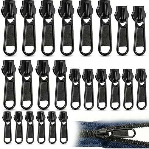24 Stück Reißverschluss Reparatur Set, Reisverschluss Zipper Ersatz Abnehmbarer Universeller, Reißverschluss Schieber Reparieren für Kleidung Bettzug Rucksäcke