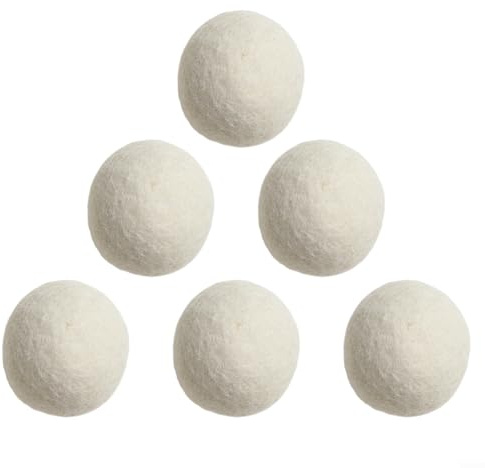 Lot de 6 balles de séchage en laine, taille 6 cm, aide à absorber l'humidité et à réduire l'électricité statique