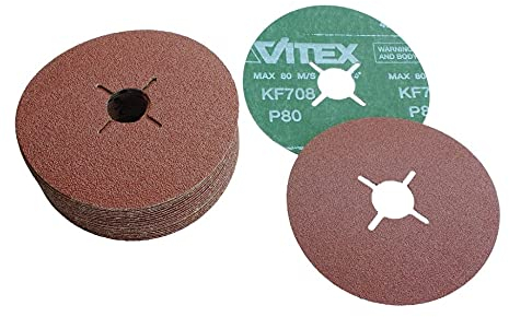 25 Stück VSM Fiberscheibe für Metall, Schlitzloch, KF708, Körnung 100, 115 mm 727810, Aluminiumoxid Schleifkorn, reißfestes und formbeständiges Vulkanfiber als Trägermaterial