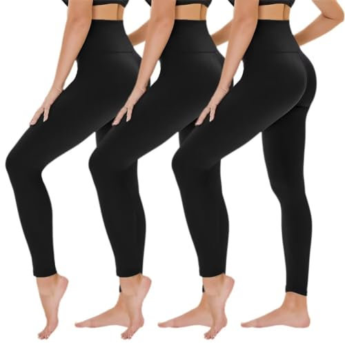 TNNZEET 3er Pack Leggings Damen High Waist Schwarz Leggins Blickdicht für Sport Gym(Schwarz/Schwarz/Schwarz,XXL)