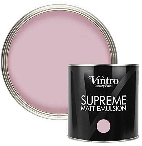 Vintro | Luxury Matt Emulsion | Pink | Smooth Chalky Finish | Multi Surface Paint | for Walls, Ceilings, Wood and Metal 2.5 Litres (Olivia)