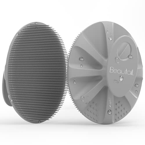 BEAUTAIL Körperbürste aus Silikon, Badebürste Dusche Duschbürste, Körper Bürsten, Peelingbürste, Weiche Borsten und Sanftes Peeling, perfekt für Frauen, Männer, Babys, Empfindliche Haut, 1 Stück, Grau