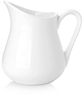 8 Oz Classic White Fine Porcelain Creamer with Handle,Small Creamer Pitcher