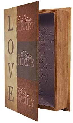 PACOLO Decorative Book Boxes, Faux Wood with Magnetic cover Storage for Hidden Jewelry, Money, and Cash (Love)