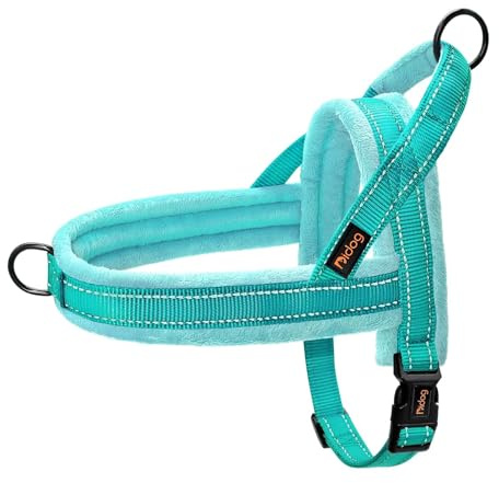 Didog Soft Flannel Padded Dog Vest Harness, No Pull/Quick Fit Reflective Dog Strap Harness, Easy for Training Walking (S:Chest 18-22, Green)