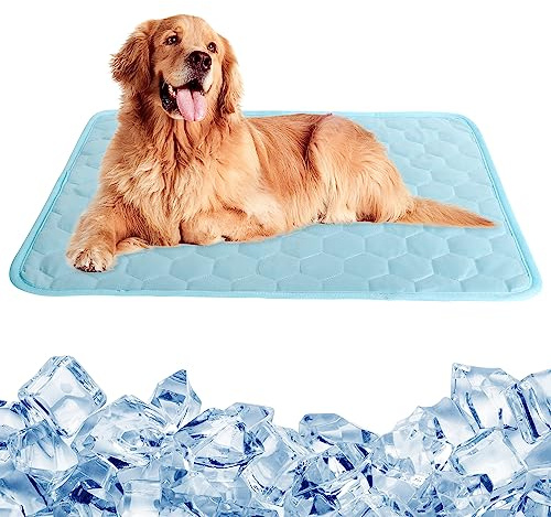 Lollanda Cooling Mat for Dogs, Cooling Mat for Cats, Cooling Blanket for Dogs, Dog Cooling Mat Self-Cooling for Sofa, Dog Bed, Car, Sleeping Places for Dogs (100 x 70 cm, Blue)