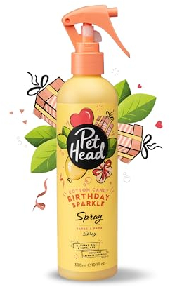 Pet Head Birthday Sparkle Hunde-Deo-Spray | Zuckerwatte-Duft | Pflegt und beruhigt empfindliche Haut | Geburtstagsgeschenk für einen Hund | Vegan | Sanfte Formel für Hunde und Welpen | 300ml