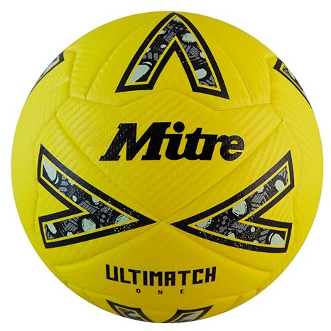 Mitre Ultimatch Pallone da calcio, controllo ottimizato, ottima durata e precisione, giallo flu/nero/grigio circular, 4
