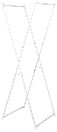 Household Essentials Valet Folding Clothes Rack, Strong Metal X-Frame, Chic Design, Great for Guest and Dressing Rooms, Portable and Easy to Use, Folds Flat, White