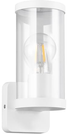 RL LIVE YOUR LIGHT Reality Leuchten Außen Wandleuchte Bonito R21596131, Aluminium Druckguss Weiß matt, Schirm Kunststoff klar, exkl. 1x E27
