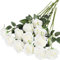 10 Pcs Artificial Roses, White Fake Roses Artificial Flowers, with Stems Fake Artificial White Roses Silk Flowers, for Home Garden Party Hotel Office Decor