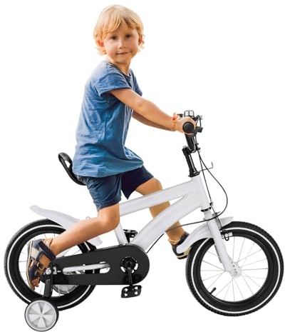 CLEADONG 14 Inch Bike, Kids' Road Bicycles, Balance Bike for Boys and Girls, Bike Boys & Girls Bicycle for Boys 3-7 Years with Stabilisers, Handbrake