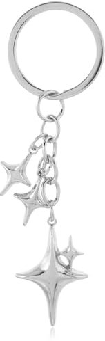 Moguri Y2K Porte-clés étoile en acier inoxydable pour sac à main, sac à dos, voiture, pendentif de sac, cadeau esthétique pour femme et fille, argenté