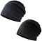 2 Stück Dünne Mütze Damen, Beanie, Doppellagige Weiche Winddichte Kopfbedeckung, Klassische Modische Beanie Perfekt für Den Alltag (Schwarz+Dunkelgrau)