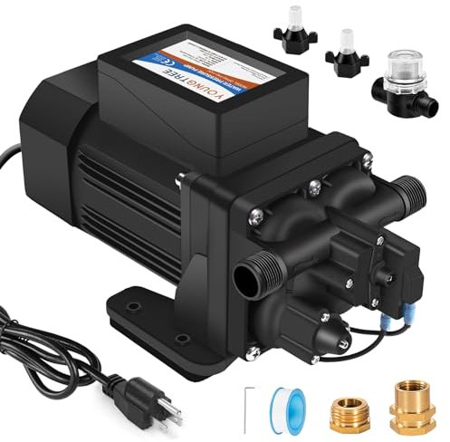 YOUNGTREE Brushless 110V Water Pressure Transfer Pump Continuous Duty 6.0GPM 55PSI On Demand Fresh Water Diaphragm Pump 110 Volt AC for Irrigation Garden Home Pool Car Washing Rain Barrel Industry