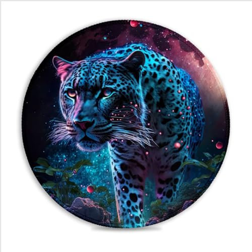 LJSPTU Gaming Mouse Pad Moonlight Jaguar Portable (11.8-inch) SU Cloth Mouse Pad Spill-Proof Desk Mat 360° Smooth Tracking for Esports, Compact for Travel Gaming Setup
