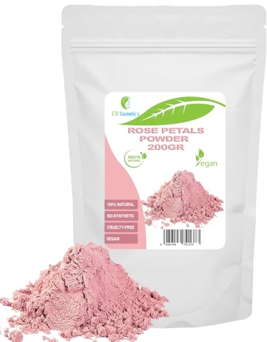 Polvo de pétalos de rosa - 200 gr - Mascarillas faciales, mascarillas corporales, mascarillas capilares, fragancias calmantes | Excelente tónico natural para la piel