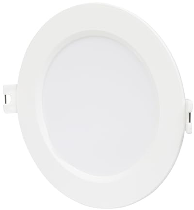 Bright Source Core LED Round Panel Downlight, Slimline Recessed Ceiling Spotlight, 6W, 540lm, 4000K Cool White, IP20, 105mm Cutout, LED Driver Included