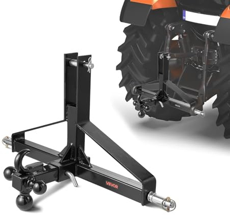 VEVOR Enganche de Remolque de 3 Puntos con Receptor de 50,8 mm, Adaptador de Barra de Remolque para Tractor Resistente, Compatible con Kubota, Mahindra, Ford, Yanmar, John Deere, Massey Ferguson