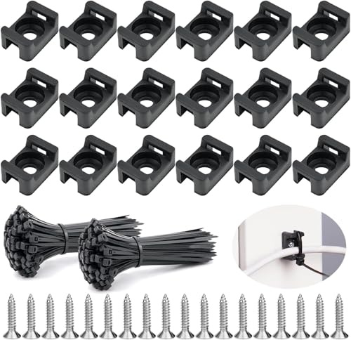 WZYTEU pièce de support de câble 15 x 10 x 7 mm en nylon, avec 200 serre-câbles et 200 vis, support de serre-câbles pour la maison et le bureau