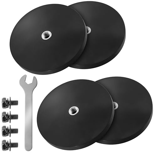 Poppstar 4x Imanes de goma con rosca, neodimio, diámetro 66 mm, con rosca interior M6, fuerza de sujeción 20 kg, con llave inglesa y 4 tornillos