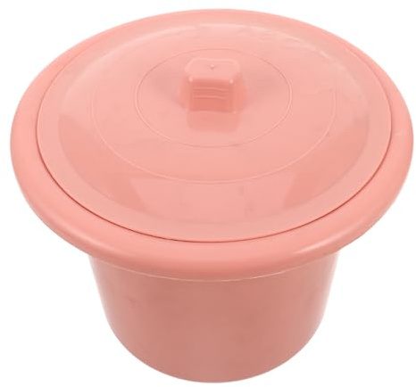 Mikinona Orinal para Adultos con Tapa a Prueba de Derrames, Bacinilla Portátil de Plástico Rosa, Cubo de Inodoro para Camping y Uso Doméstico, Escupidera Unisex para Noche y Reutilizable