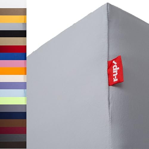r-up Beste Spannbettlaken Doppelpack 200x220-220x240 bis 35cm Höhe viele Farben 95% Baumwolle / 5% Elastan 230g/m² Oeko-TEX stressfrei auch für hohe Matratzen (Silbergrau)