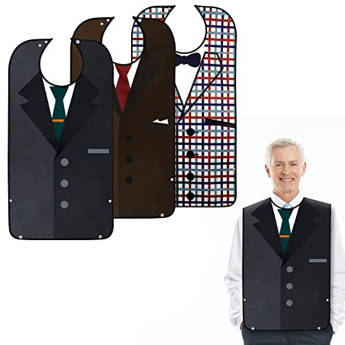 TaTazon Adult Bibs, Bibs for Men Eating Washable, Reusable Adult Clothing Protectors with Crumb Catcher