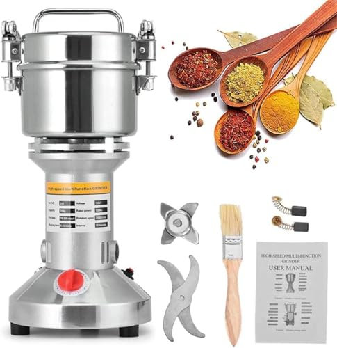 PaNt Grain Grinder Mill 500g Stainless Steel Electric Grain Mill Grinder Superfine Spice Grinder Flour Mill with Protection of Overload and Open Cover Stop Function, for Cereal Herb Spice Nut
