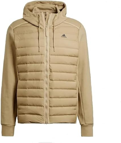 adidas Mens Jacket Varilite Hybrid Hooded Full Zip Jacket Beige Tone New GT9209 (as3, alpha, m, regular, regular, Medium)