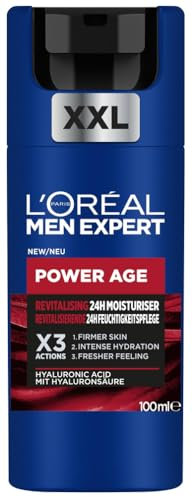 L'Oréal Men Expert XXL Gesichtspflege gegen Falten für Männer, Anti-Aging Feuchtigkeitscreme für matte Haut, Gesichtscreme für Herren mit Hyaluronsäure, Power Age, [Amazon Exclusive], 1 x 100 ml