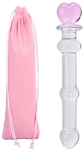 Crystal Dildo Pleasure Wand Heart of Glass Dildo Anal Butt Plug G- Or P-Spot Toy Stimulation Adult Sex Toy for Pleasure